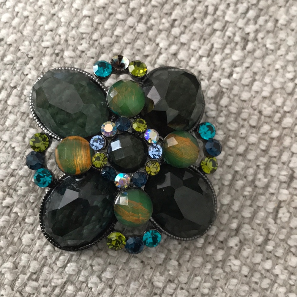 Multicolor Gemstone Brooch
